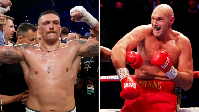 Oleksandr Usyk with Tyson Fury